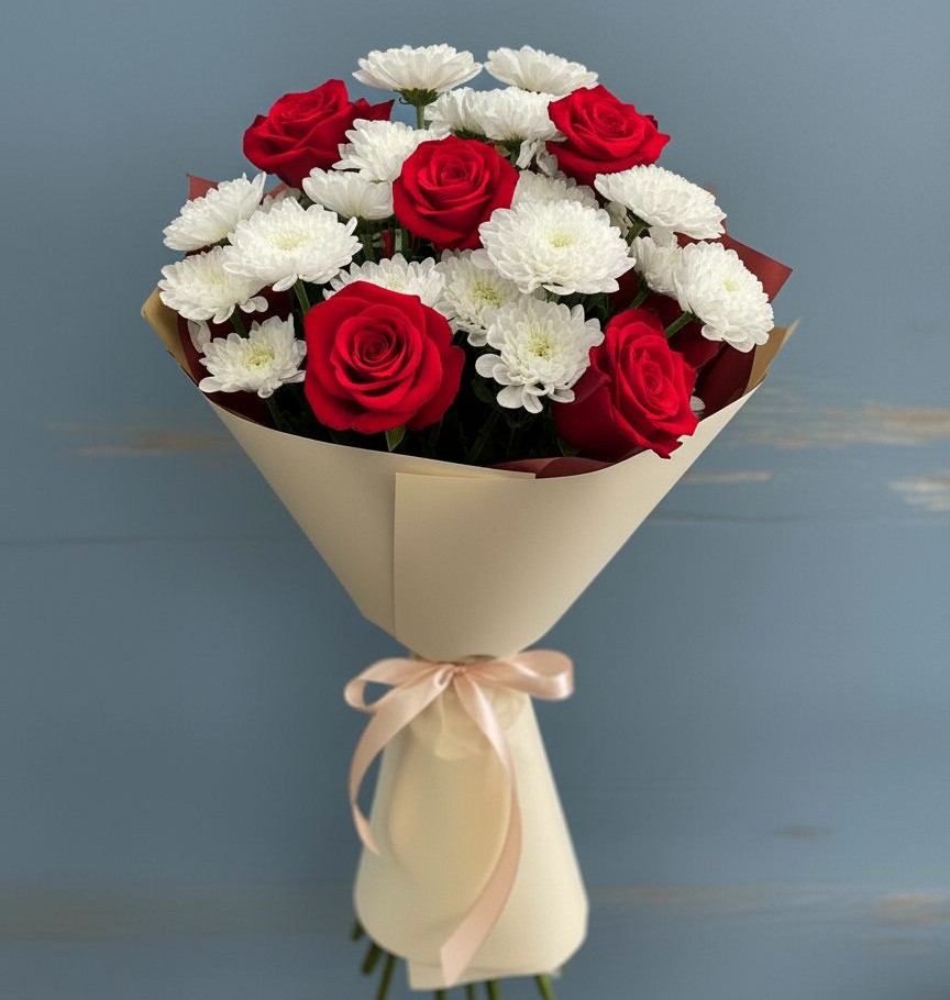 Букет цветов из: Розы и Хризантемы в Тахтамукайском