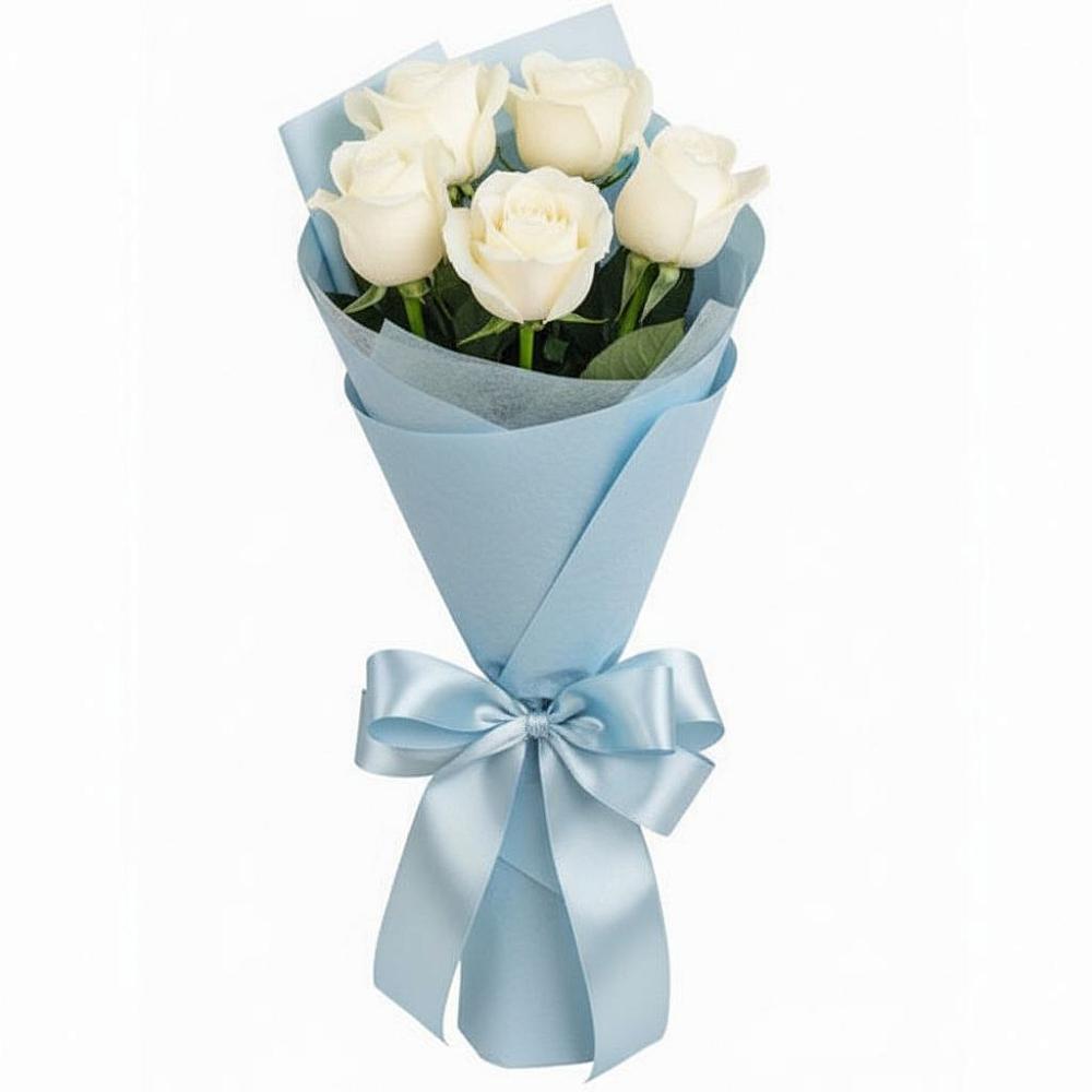 Букет 5 Белых роз Проуд в Тахтамукайском