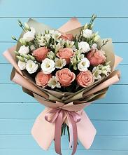 Букет цветов из:  Розы, Альстромерии и Лизиантусы в Тахтамукайском