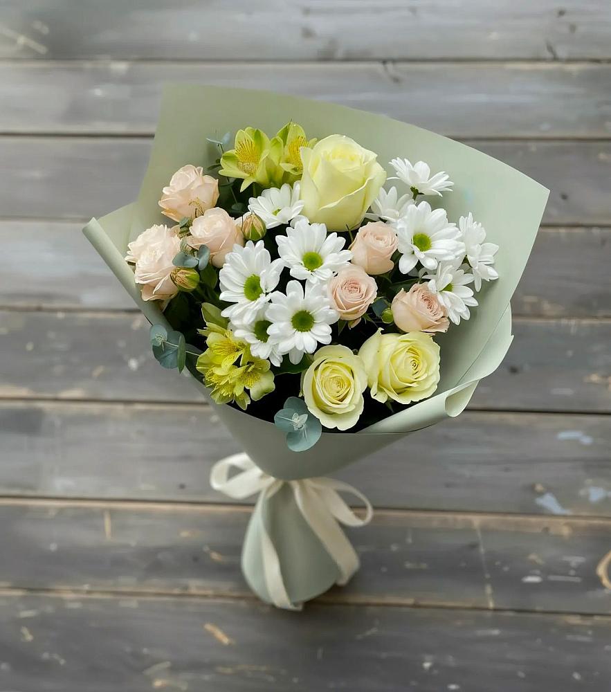 Букет цветов из: Альстромерии, Розы и Хризантемы в Тахтамукайском