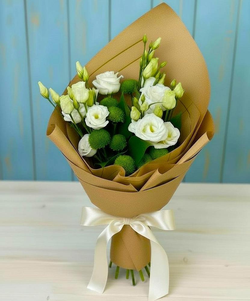 Букет цветов из: Хризантемы и Лизиантусы в Тахтамукайском