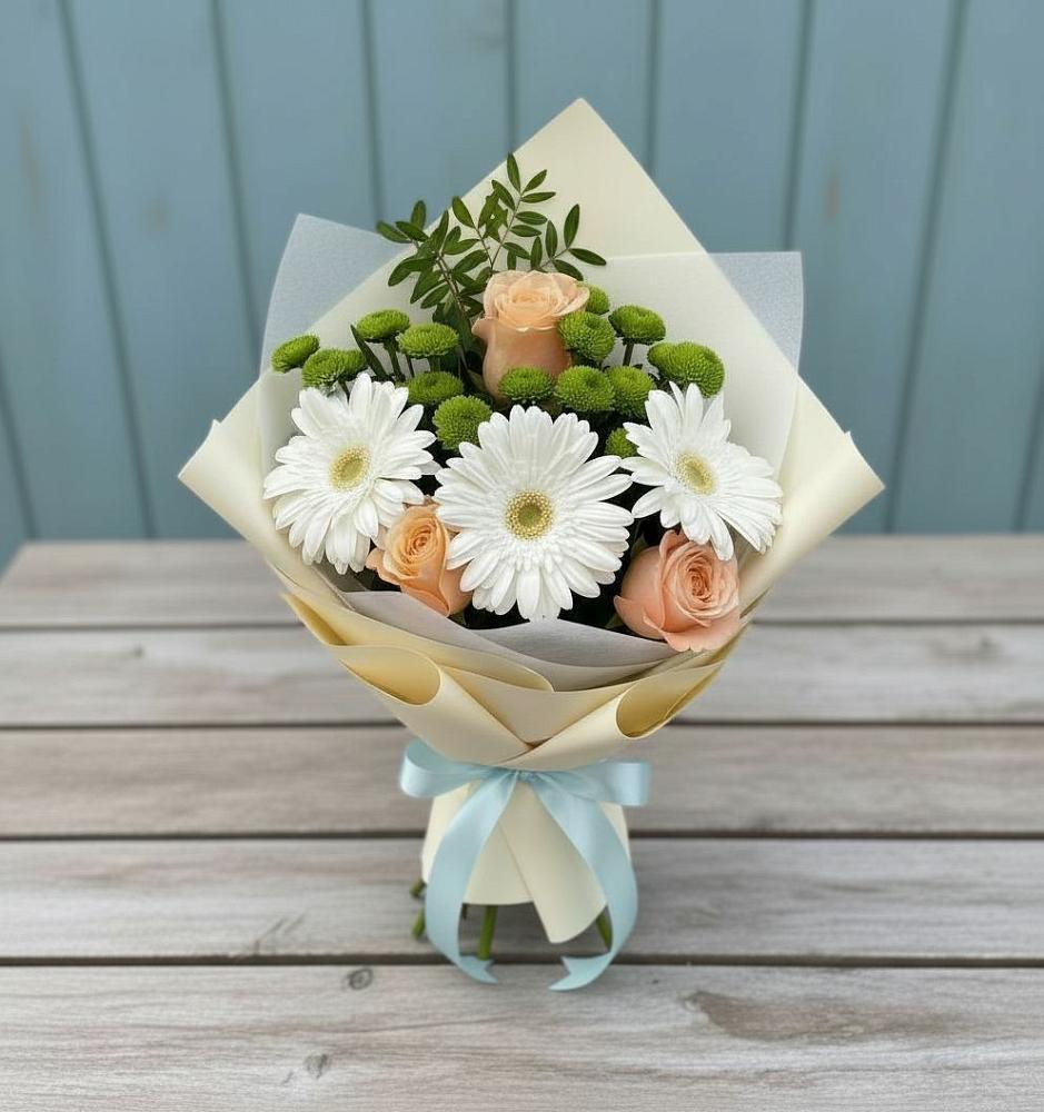 Букет цветов из: Герберы, Розы и Хризантемы в Тахтамукайском