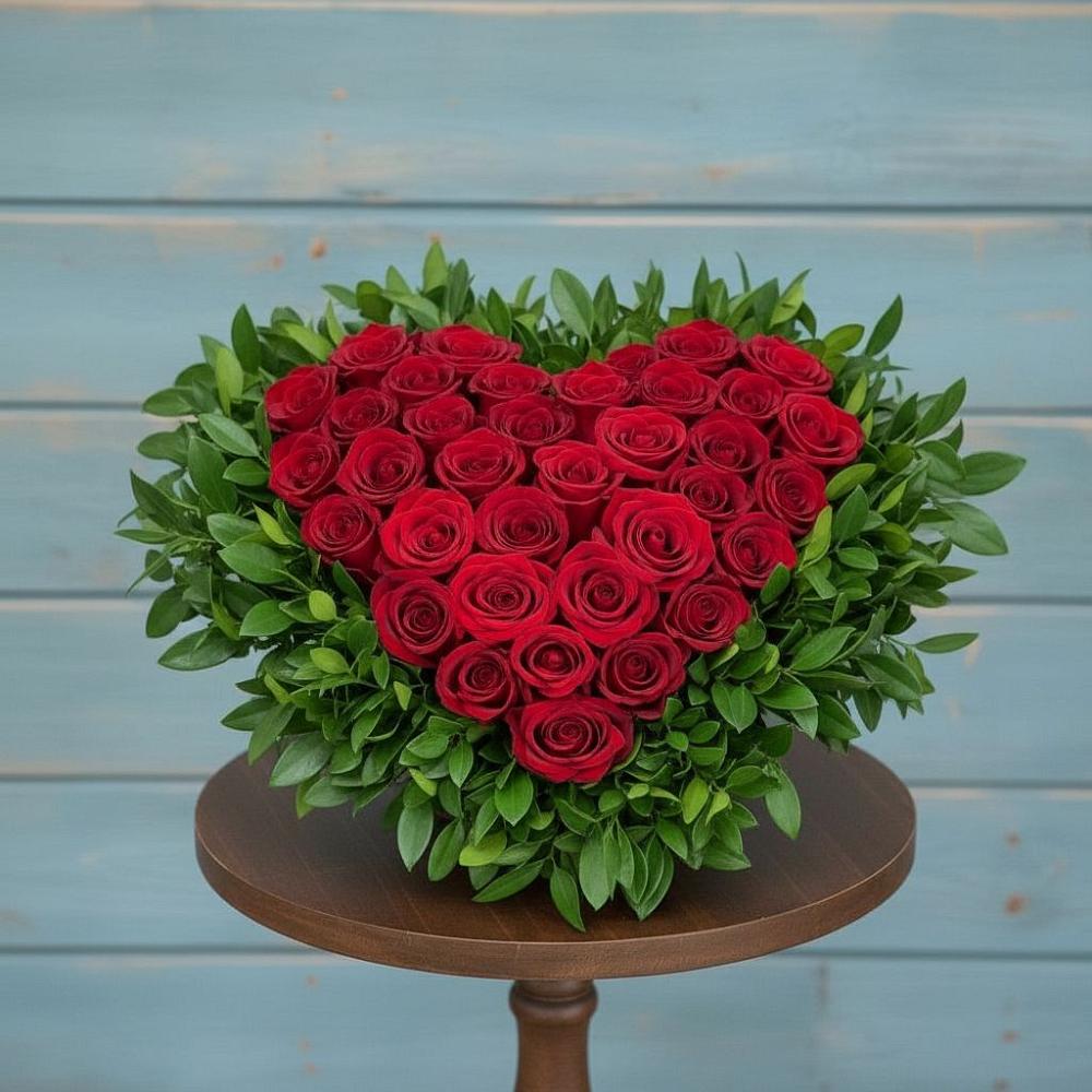 Цветочная композиция из Розы в виде сердца в Тахтамукайском