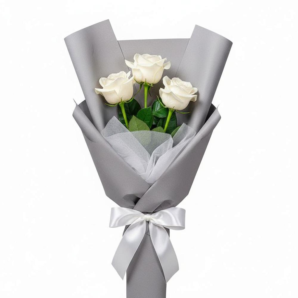 Букет 3 белые розы в Тахтамукайском
