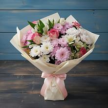 Букет цветов из:  Хризантемы, Альстромерии и Розы в Тахтамукайском