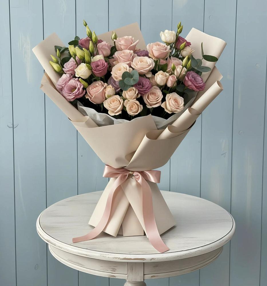 Букет цветов из: Розы и Лизиантусы в Тахтамукайском