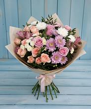 Букет цветов из:  Хризантемы, Розы и Альстромерии в Тахтамукайском