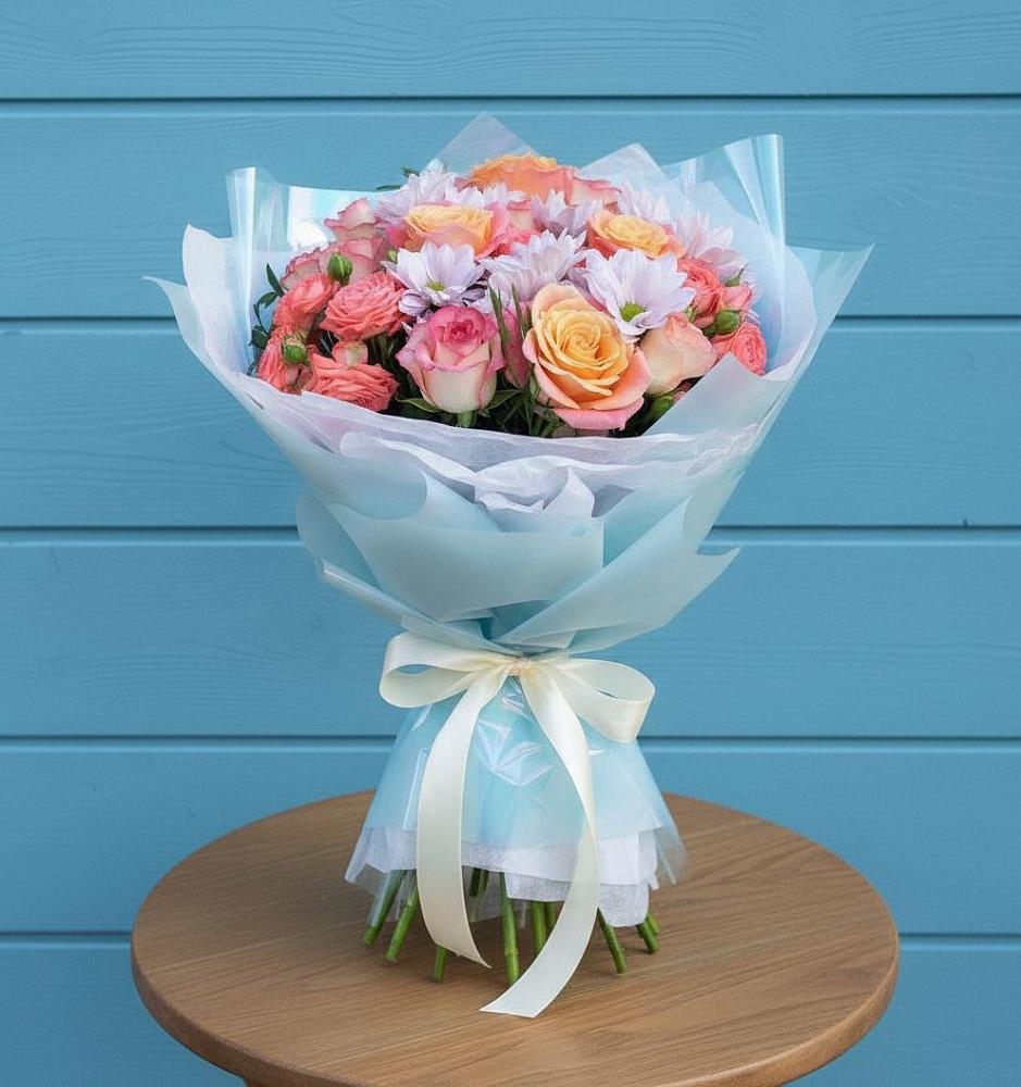 Букет цветов из: Хризантемы и Розы в Тахтамукайском