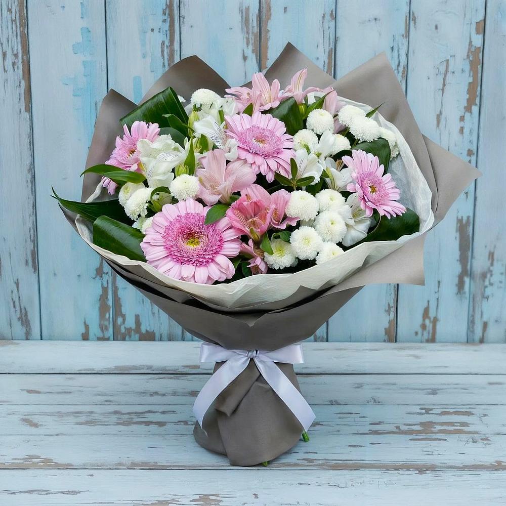 Букет цветов из: Герберы, Альстромерии и Хризантемы в Тахтамукайском