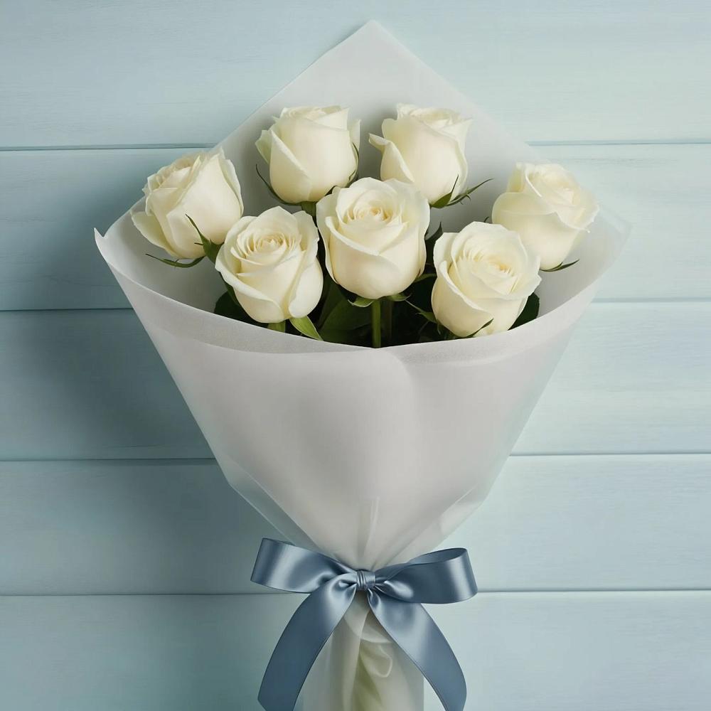 Букет 7 Белых роз Эдлесс Лав в Тахтамукайском